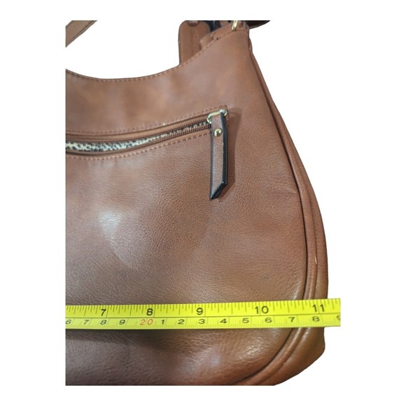 SOLE SOCIETY Women's Handbag Brown Purse Shoulder Bag Faux Leather Zipper - Picture 8 of 14